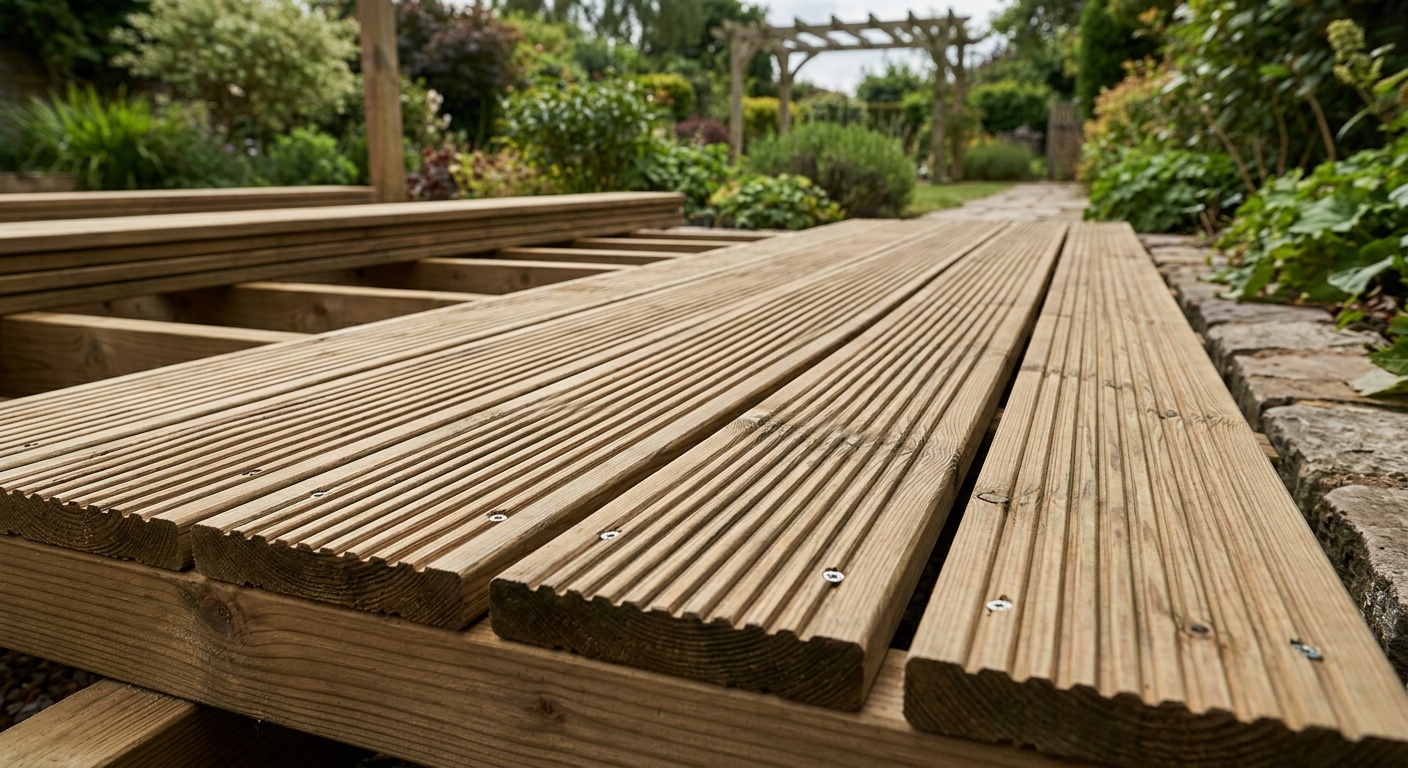 120x28mm Decking Board 4.8m Grooved Treated
